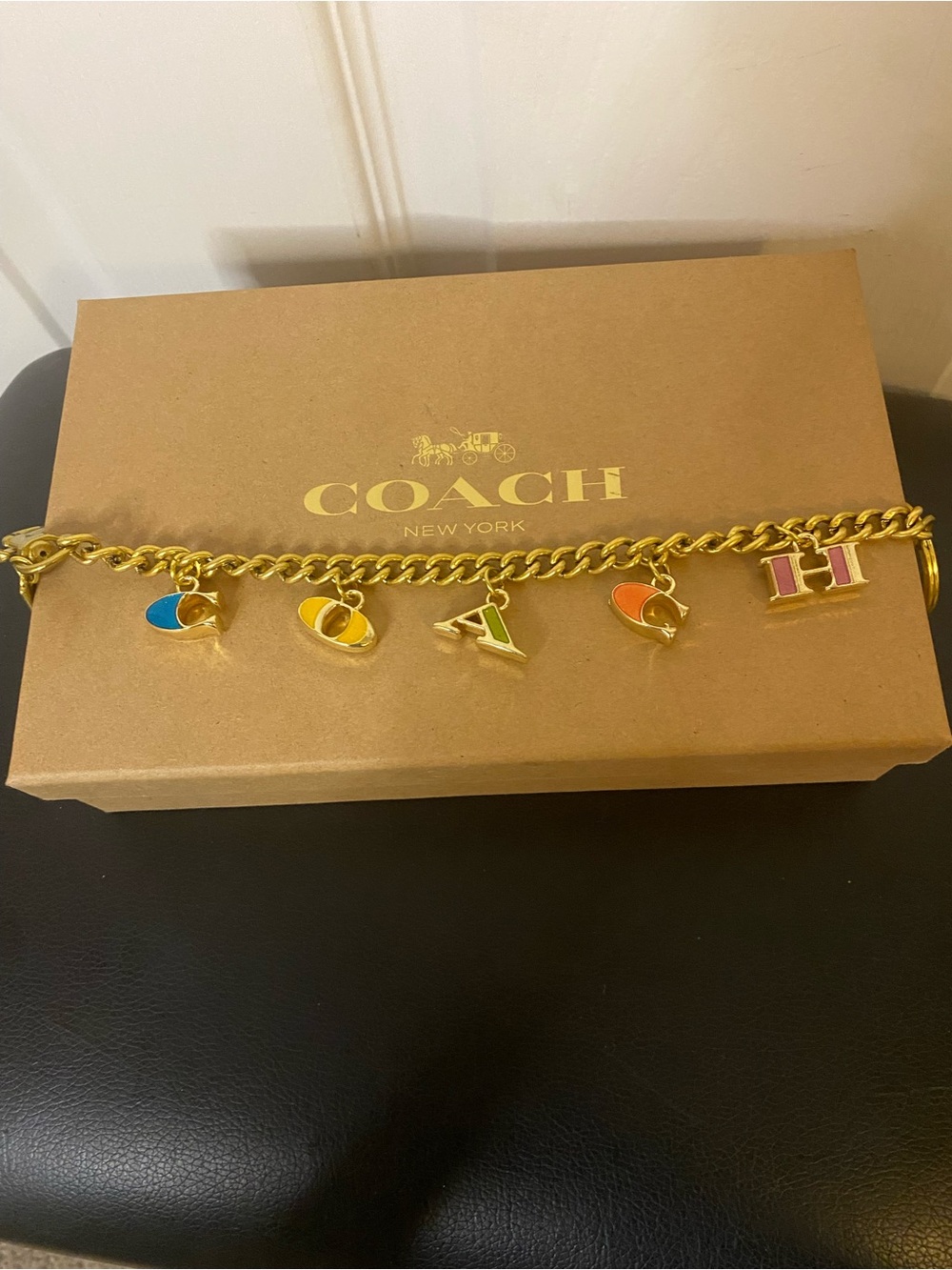 Coach Gold-tone Purse Chain with Multicolor Enamel Letter Charms